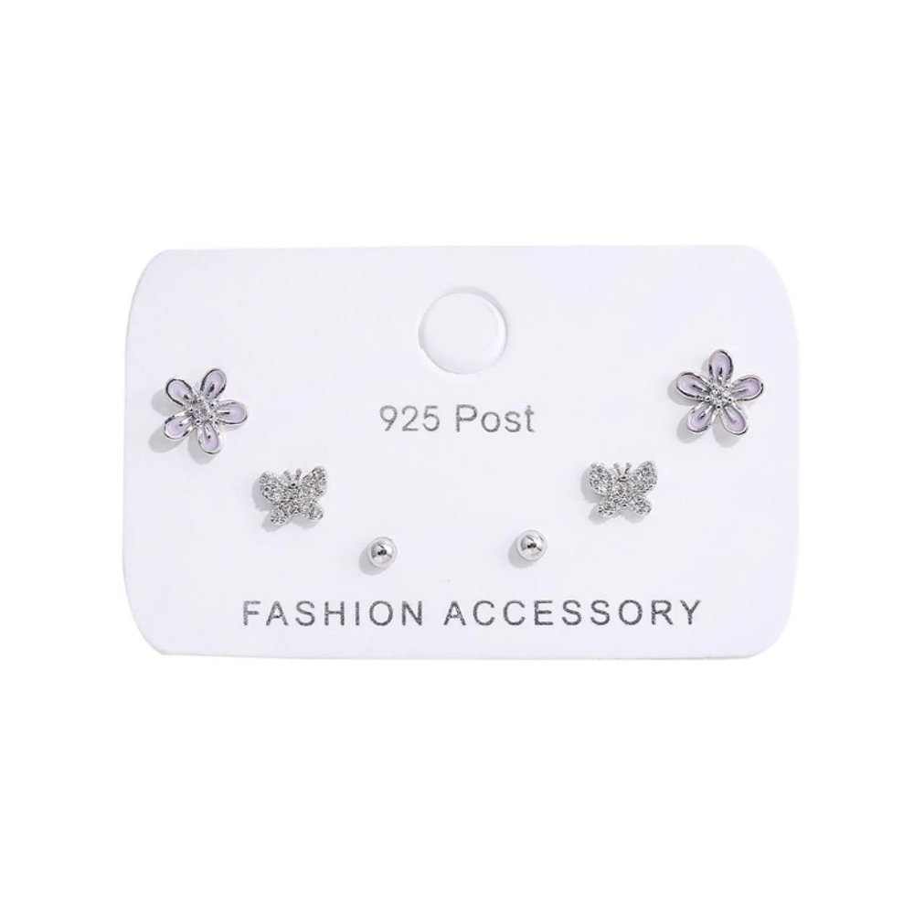 *[3 Pairs] 925 Sterling Silver Flower Earrings P - Picture 7 of 7